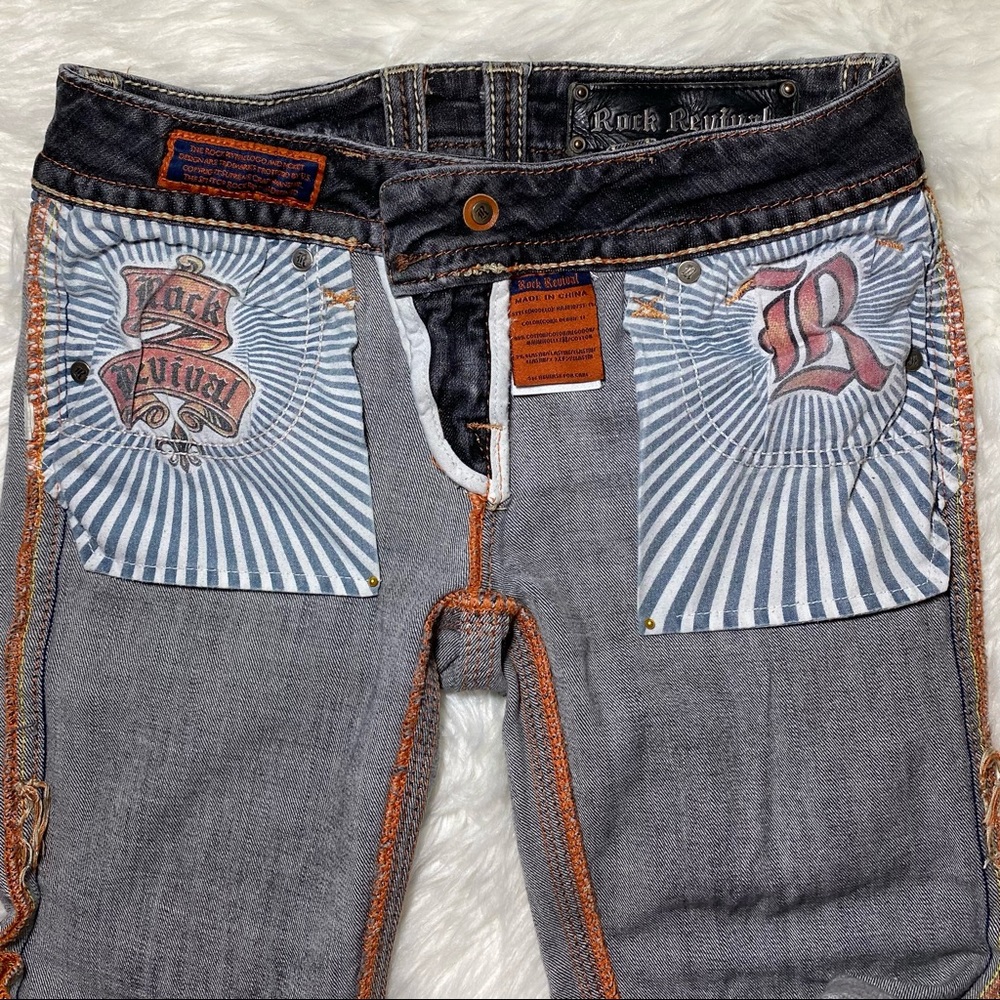 Rock Revival Debbie Boot Cut Stretch Jeans Pocket Flaps Embroidered Size 27 - Picture 6 of 12